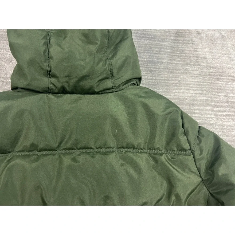 Old Navy‎ Puffer Jacket Womens L Olive Green Faux Fur Hood Quilted Winter Coat